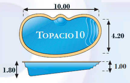 Plano piscina modelo Topacio 10,00 x 4,20